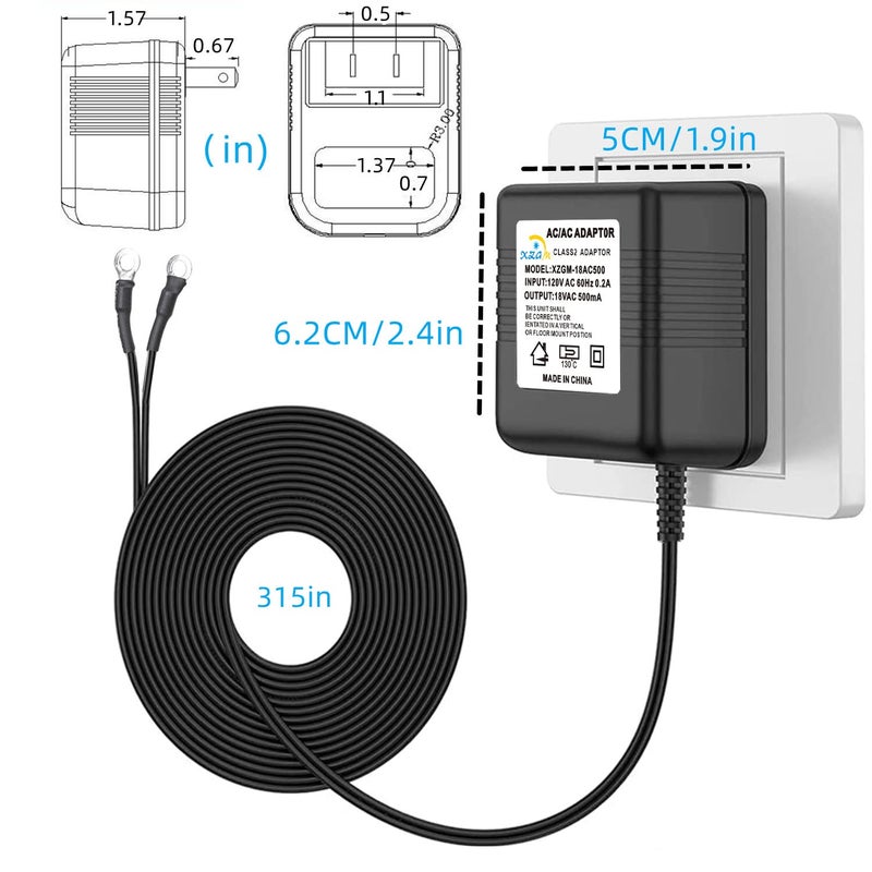 XZGm محول جرس الباب 18V500MA محول جرس الباب بالفيديو لـ Ring و Nest و Arlo و Eufy و Wyze جرس الباب بالفيديو اللاسلكي (315 في الكابل) - Image 4